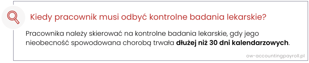 Kiedy pracownik musi odbyć kontrolne badania lekarskie?